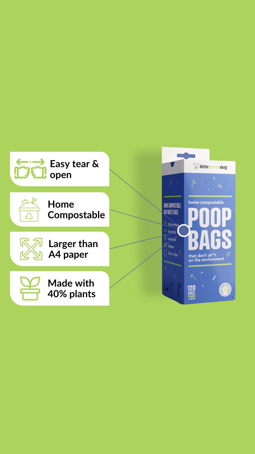 Compostable Poop Bags - 10-Pack (120 Bags)